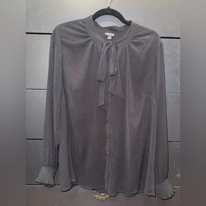 Sheer Black Blouse with Bow Tie